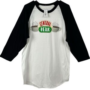 NWT Friends Central Perk Logo Raglan Baseball T-Shirt Size X-Large